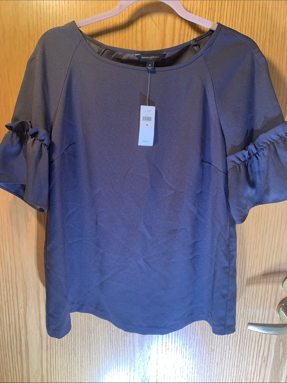 New! Banana Republic Ruffle Sleeve Blouse- Black - Size M